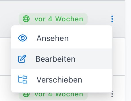 Aktionsmenü mit den Optionen Ansehen, Bearbeiten und Verschieben